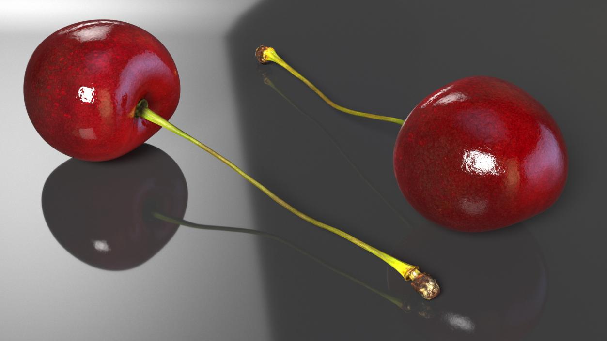 3D Realistic Cherry with Stem