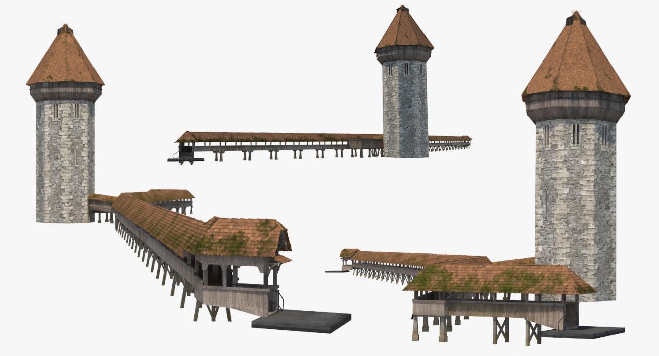 3D Chapel Bridge Wooden Footbridge