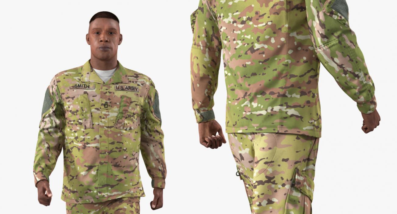 3D US Soldier Camouflage Walking Fur model