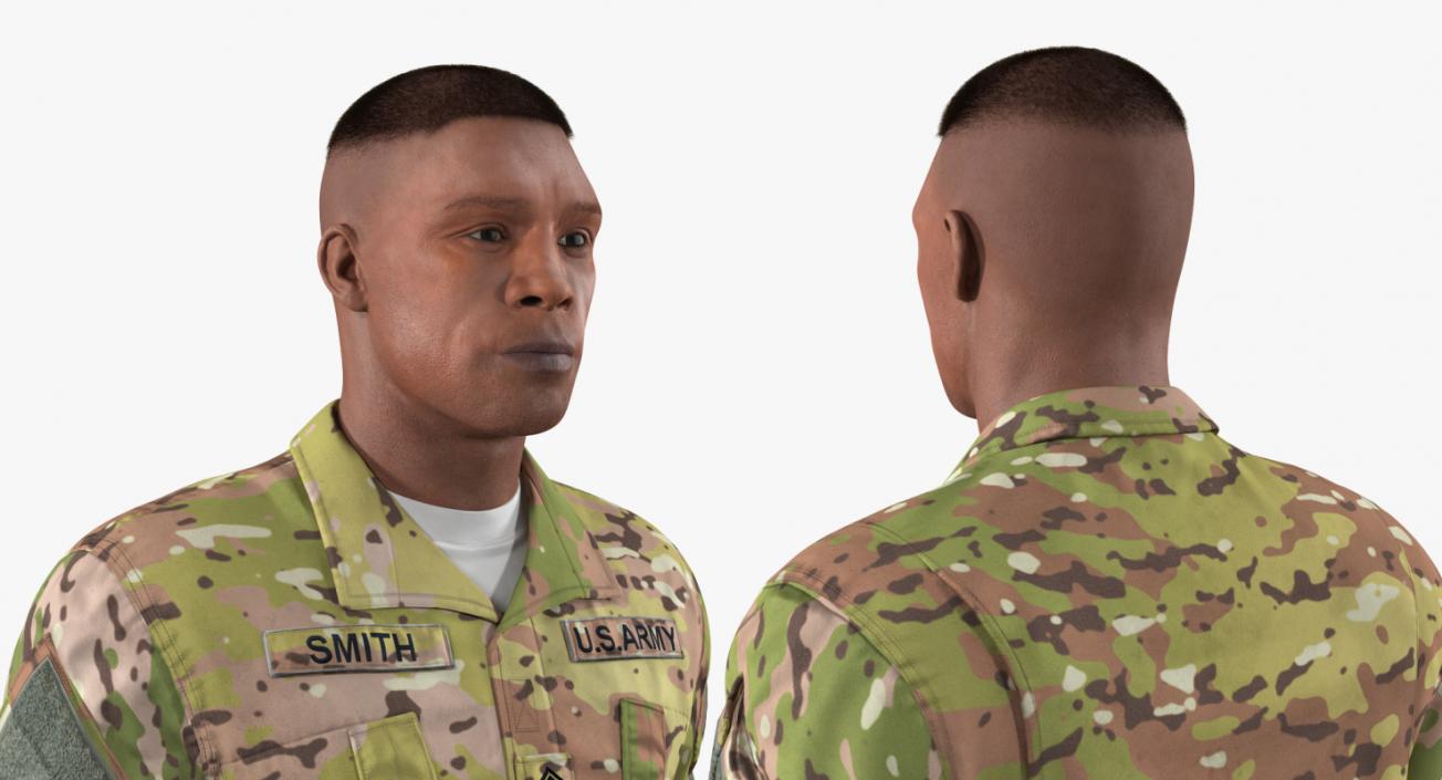 3D US Soldier Camouflage Walking Fur model