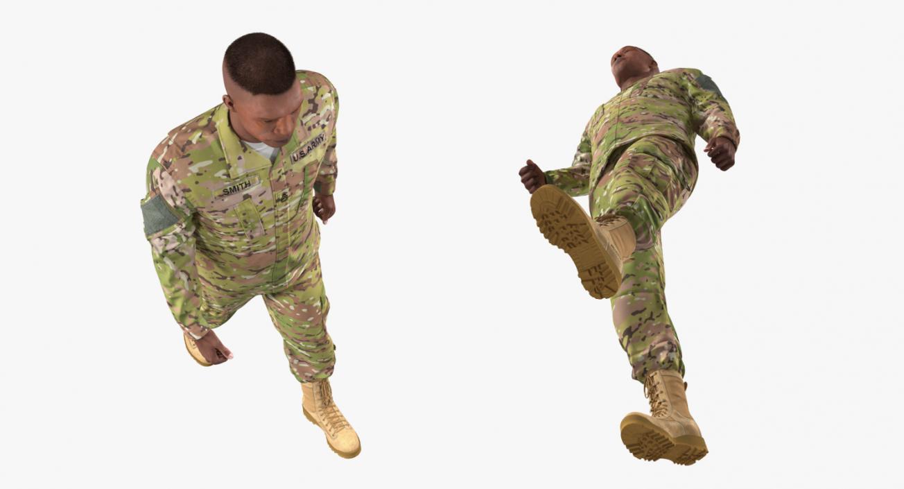 3D US Soldier Camouflage Walking Fur model