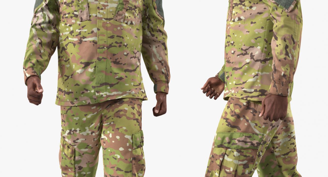 3D US Soldier Camouflage Walking Fur model