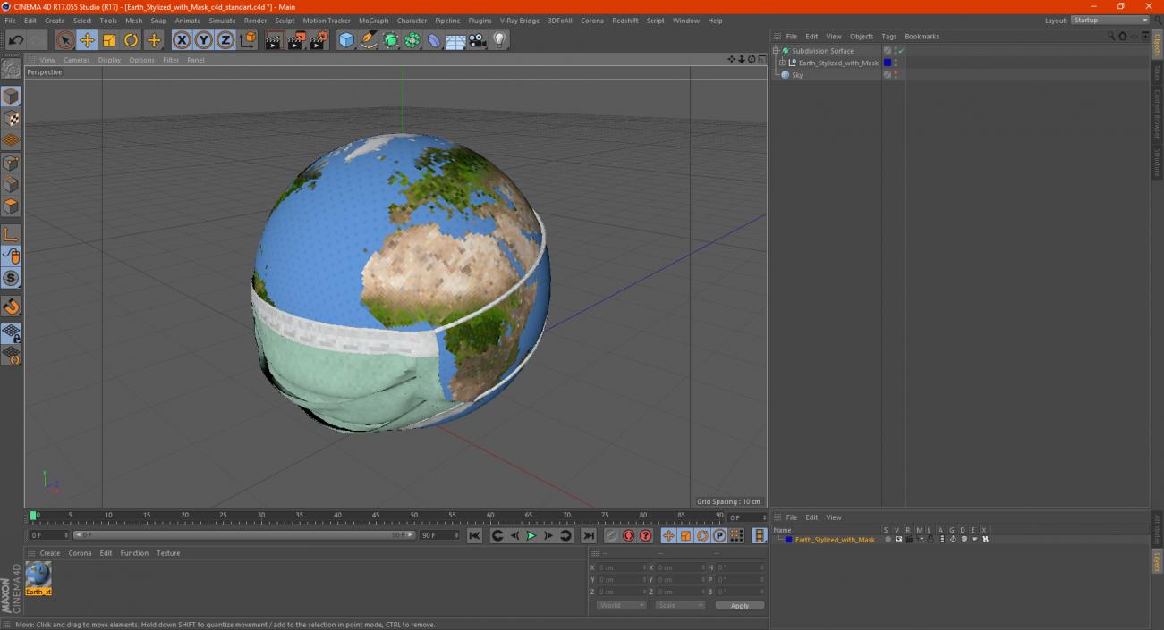 Earth Stylized with Mask 3D model