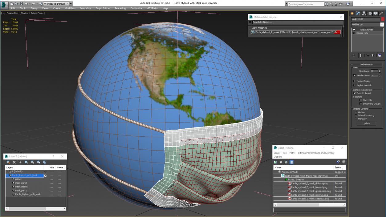 Earth Stylized with Mask 3D model