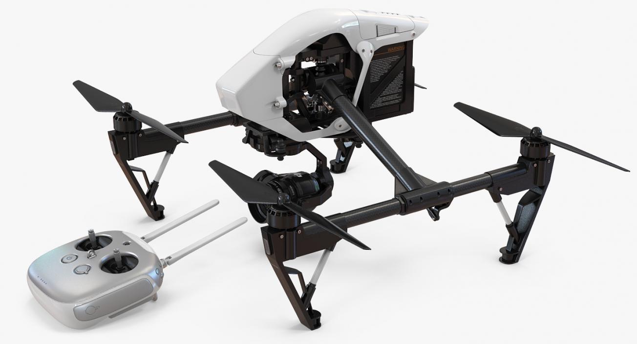 DJI Inspire 1 Pro Drone with 4K Camera Set Rigged 3D model