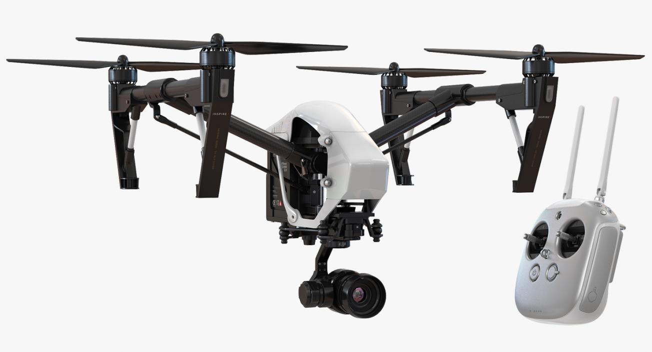 DJI Inspire 1 Pro Drone with 4K Camera Set Rigged 3D model