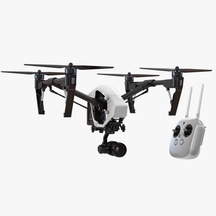 DJI Inspire 1 Pro Drone with 4K Camera Set Rigged 3D model