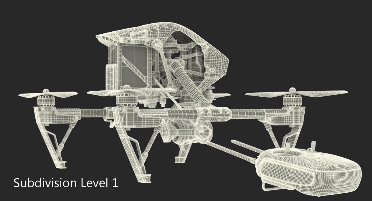 DJI Inspire 1 Pro Drone with 4K Camera Set Rigged 3D model