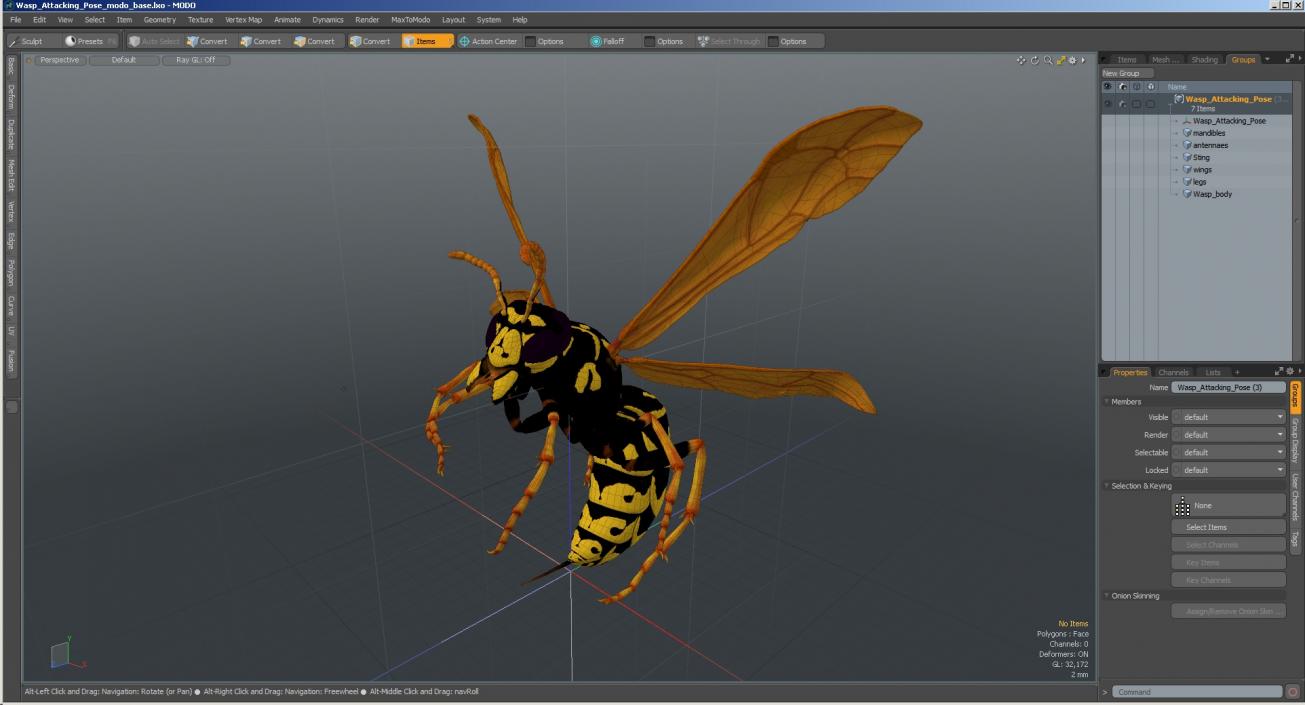 Wasp Attacking Pose 3D model