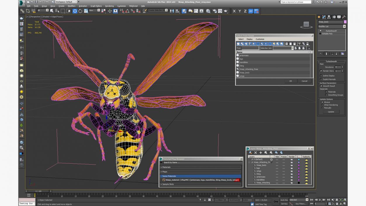 Wasp Attacking Pose 3D model