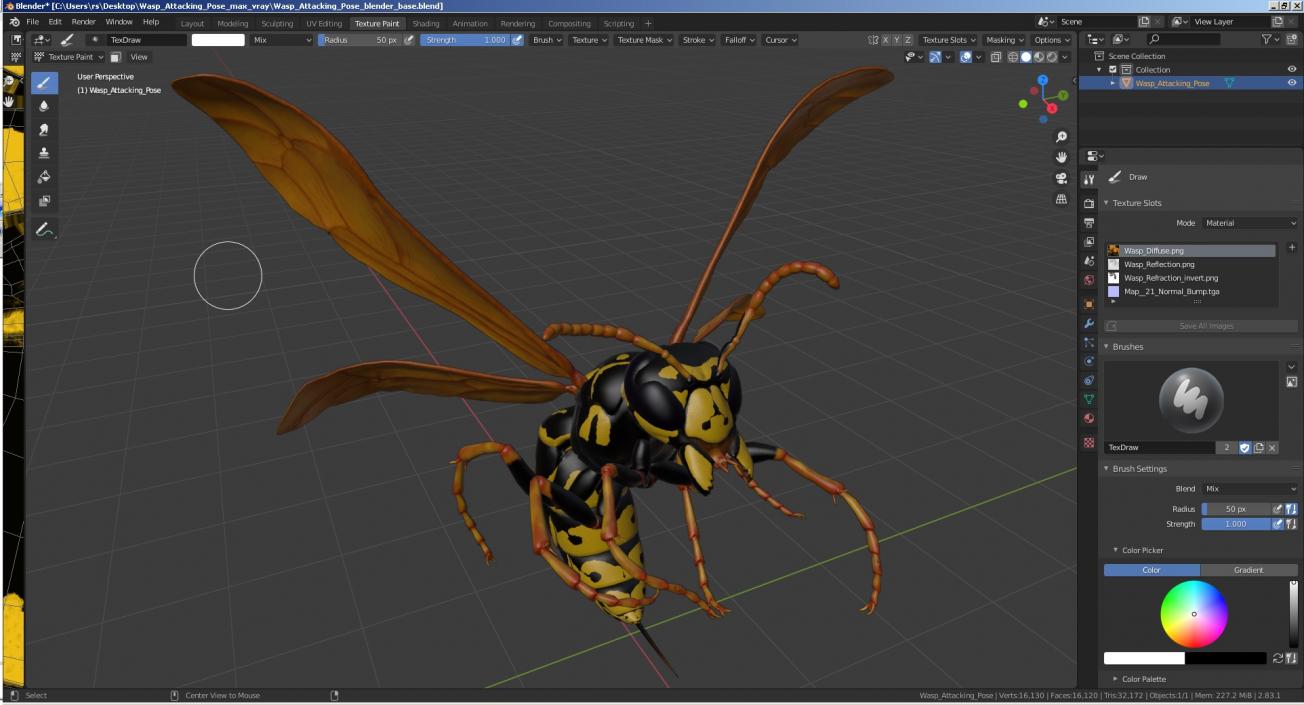 Wasp Attacking Pose 3D model