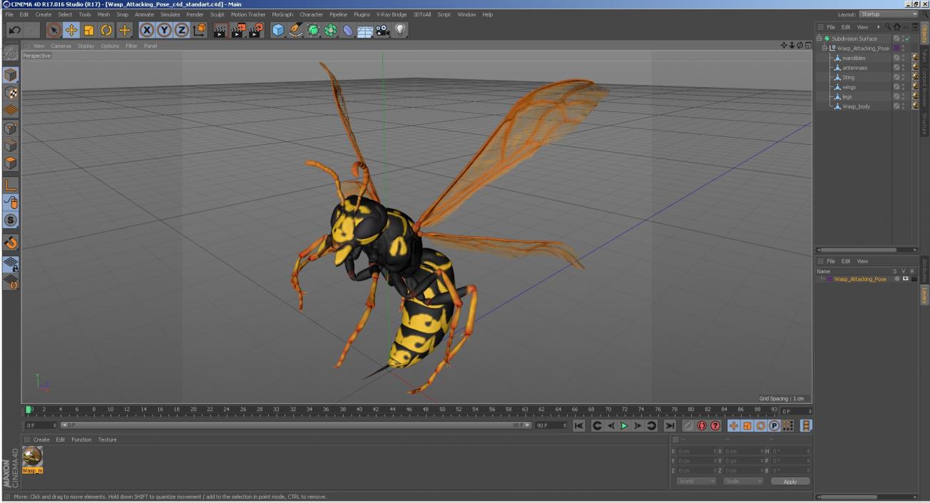 Wasp Attacking Pose 3D model