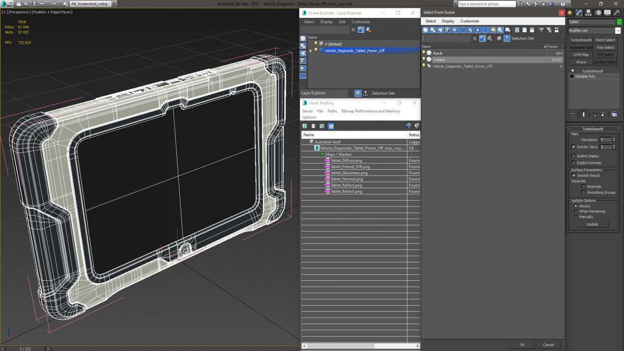 3D model Vehicle Diagnostic Tablet Power Off