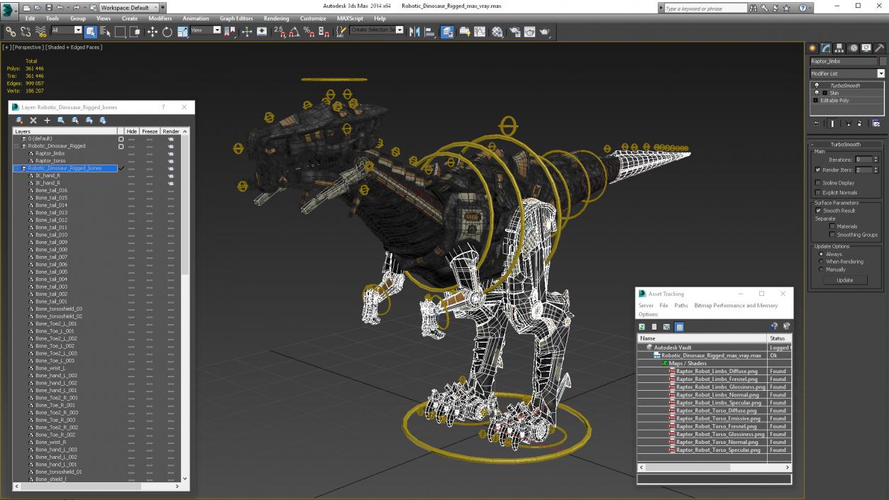 3D model Robotic Dinosaur Rigged 2