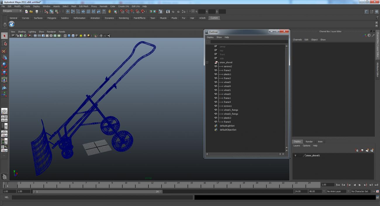 Rolling Snow Shovel 3D model