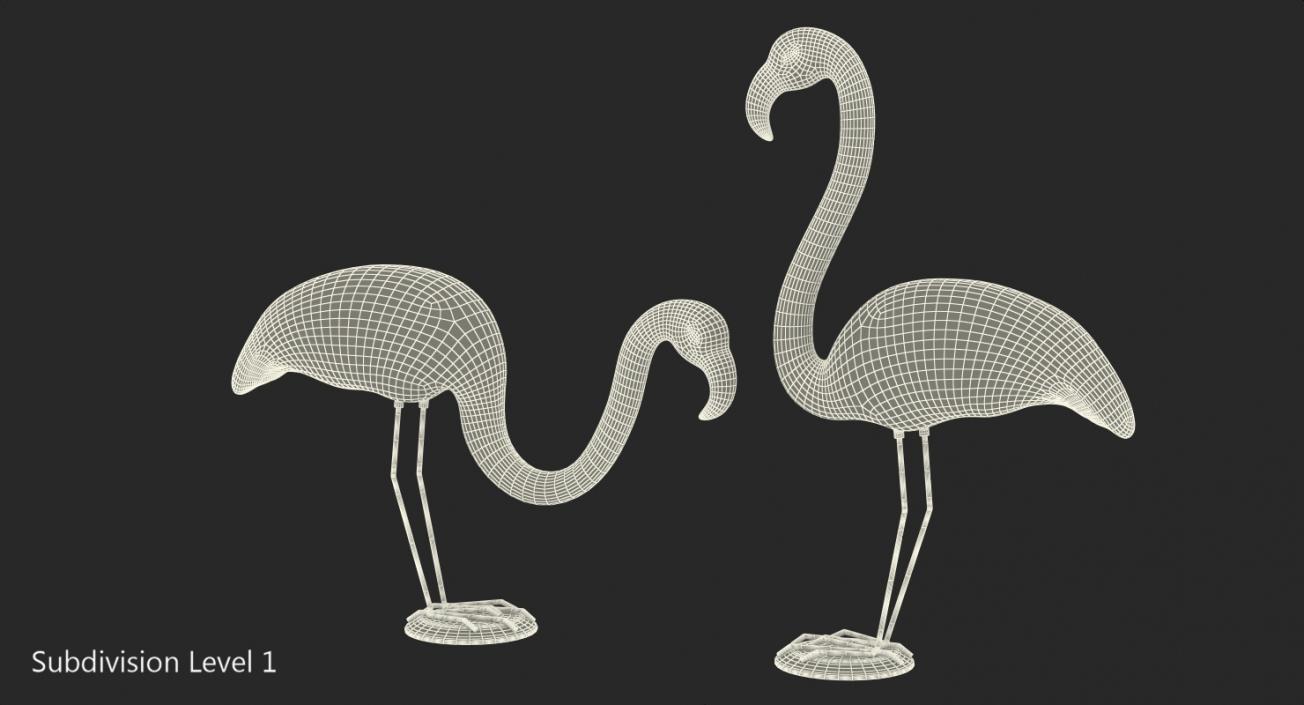 Pink Flamingo Lawn Decor 3D model