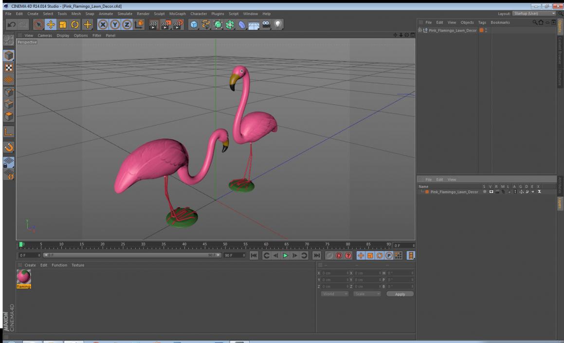 Pink Flamingo Lawn Decor 3D model