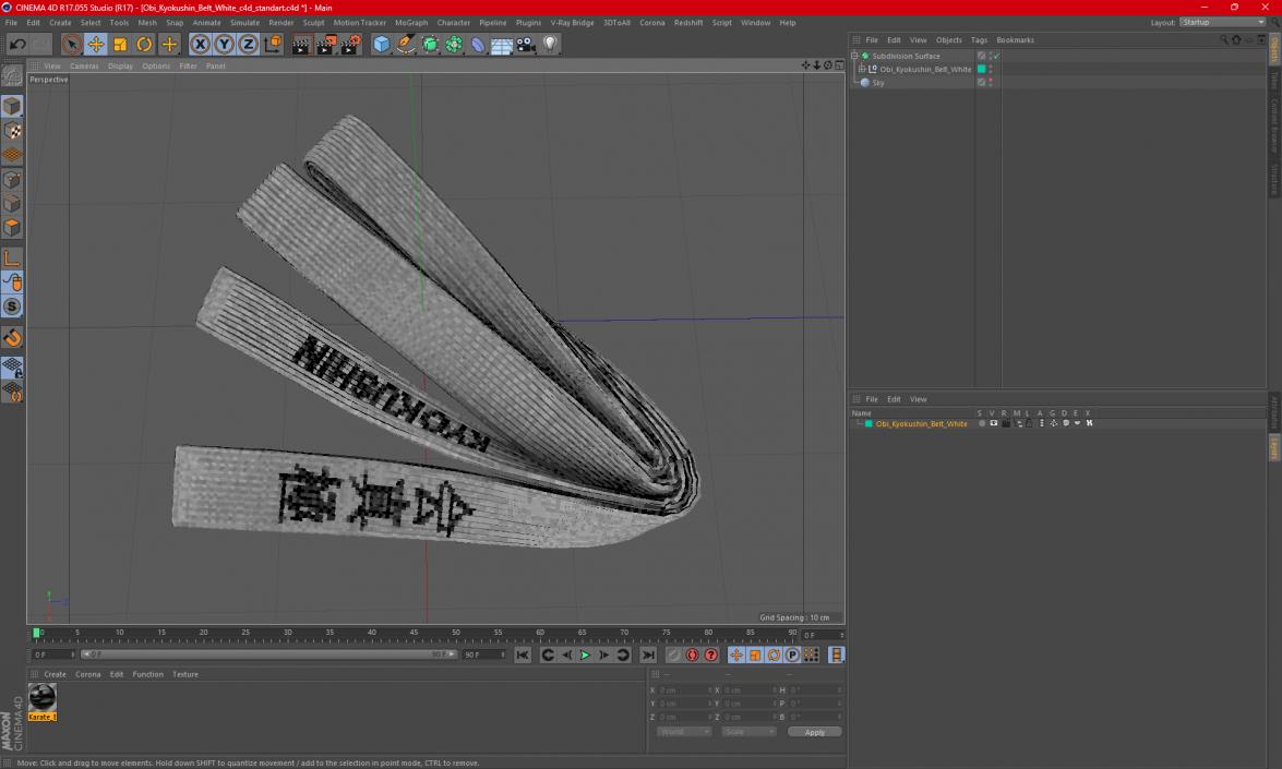 Obi Kyokushin Belt White 3D model