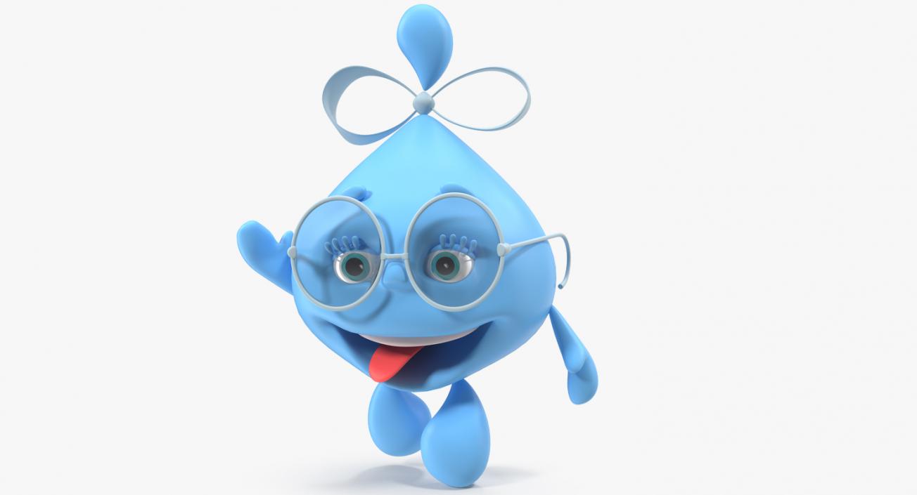 3D Water Droplet Cartoon Lady Character Rigged model