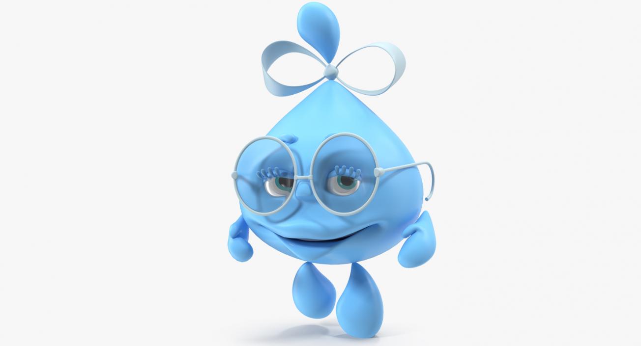 3D Water Droplet Cartoon Lady Character Rigged model