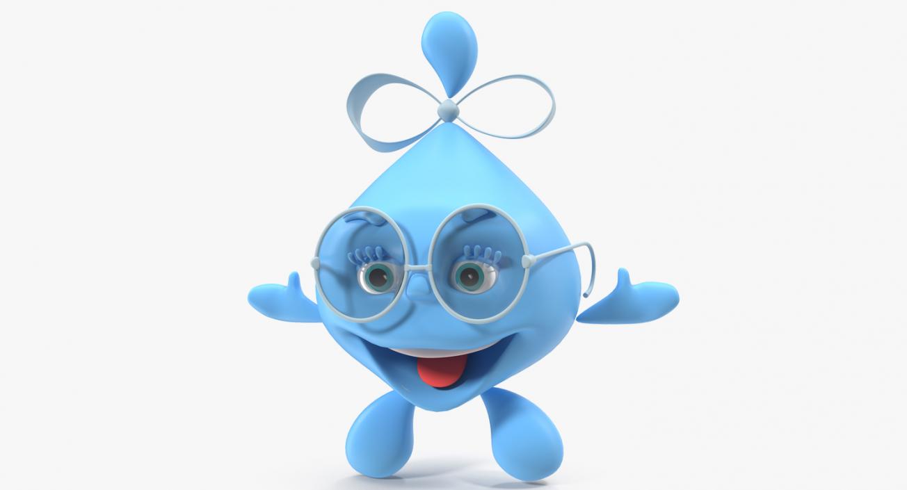 3D Water Droplet Cartoon Lady Character Rigged model