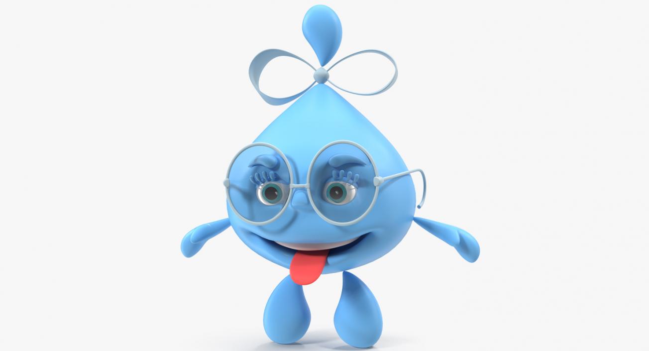 3D Water Droplet Cartoon Lady Character Rigged model