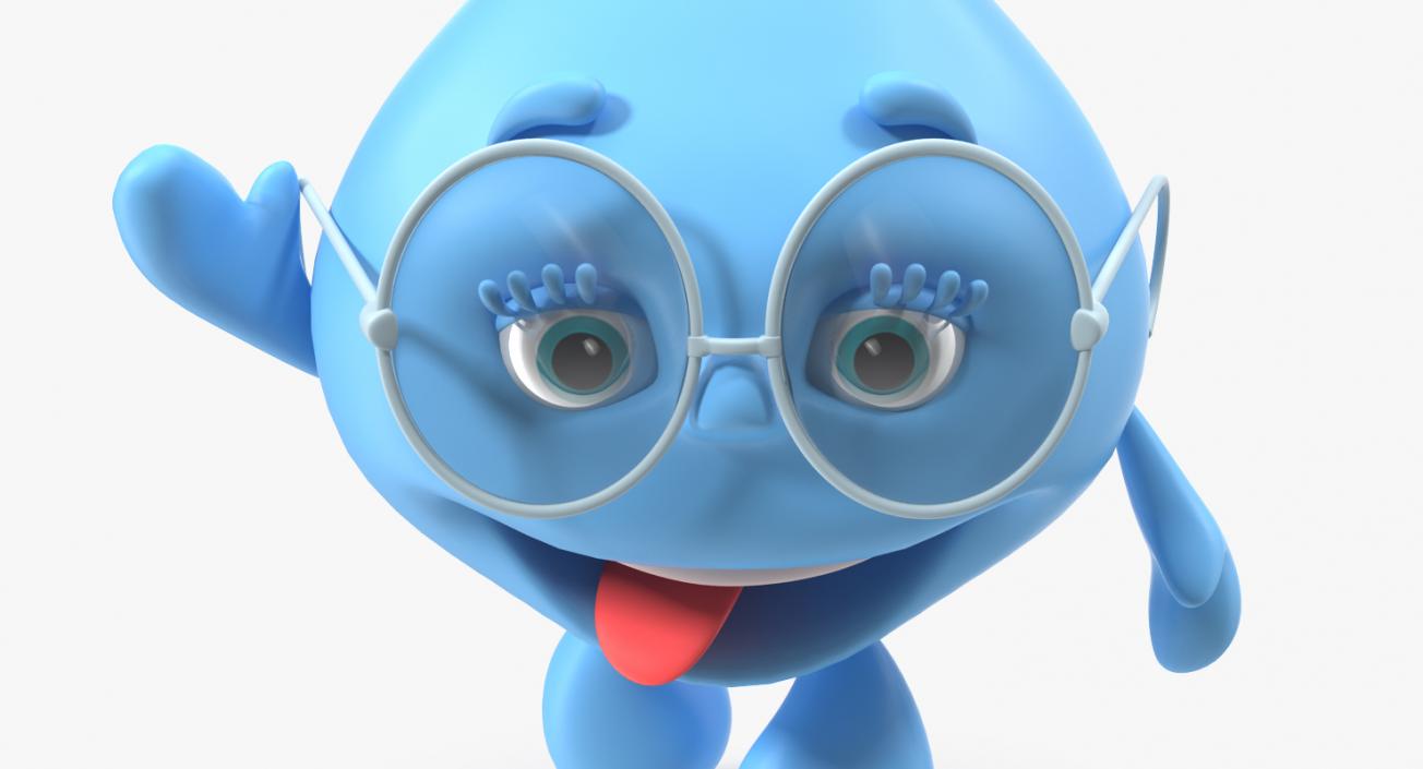 3D Water Droplet Cartoon Lady Character Rigged model