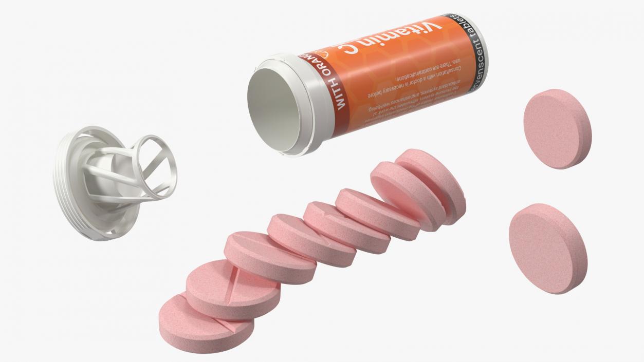 Vitamin C Tube Packaging 10 Tabs Open 3D