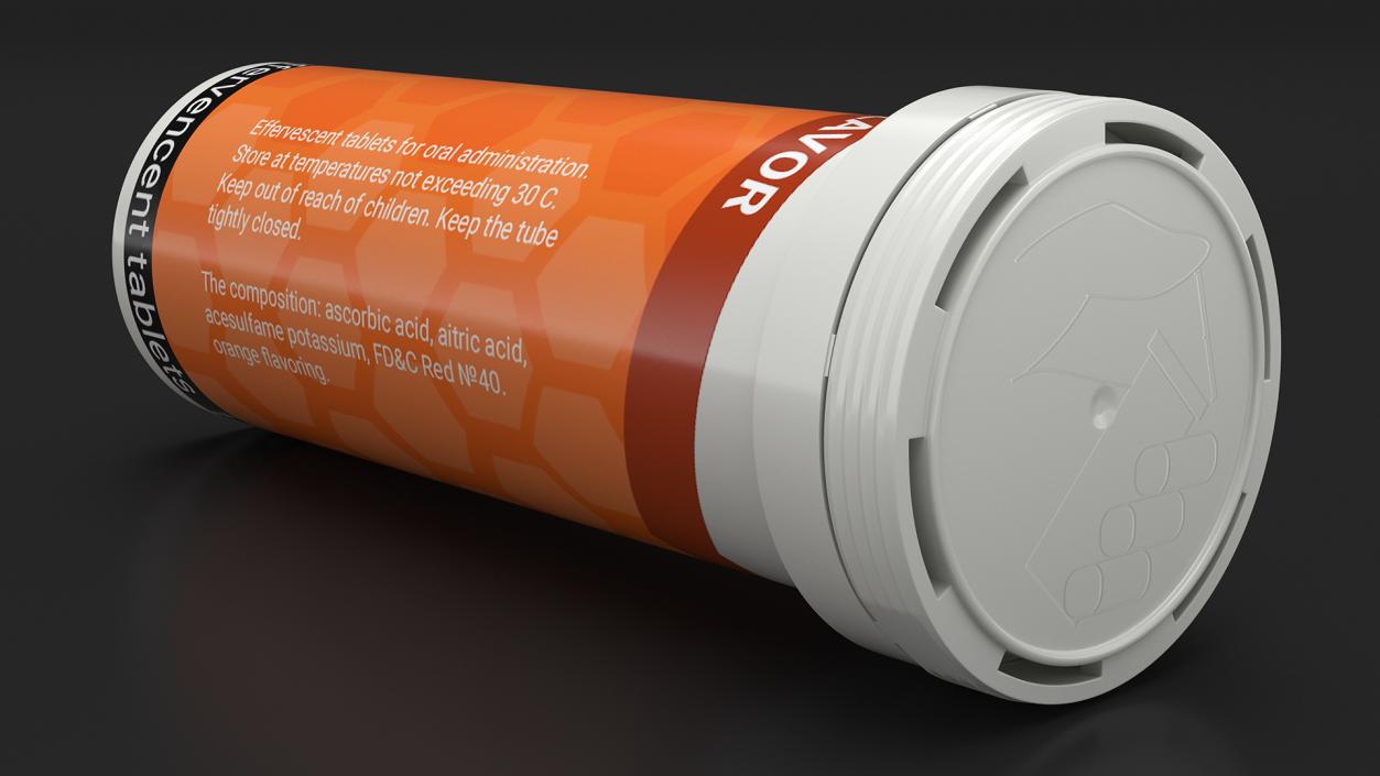 Vitamin C Tube Packaging 10 Tabs Open 3D