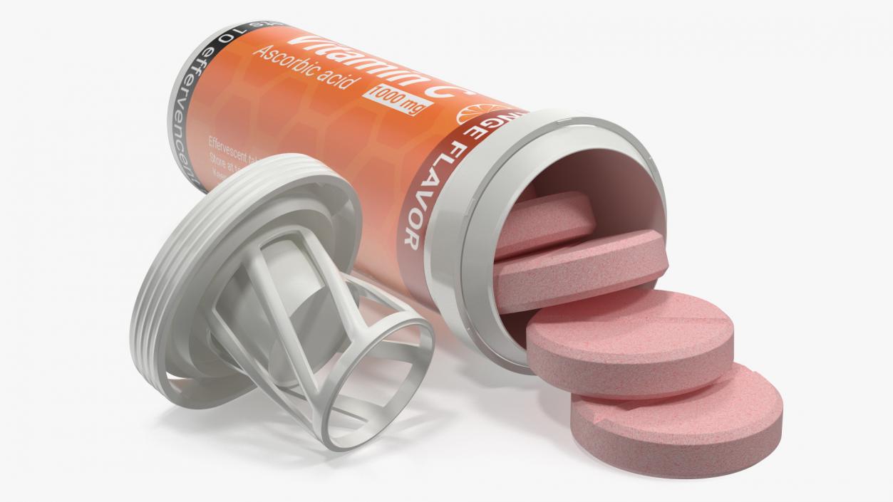 Vitamin C Tube Packaging 10 Tabs Open 3D