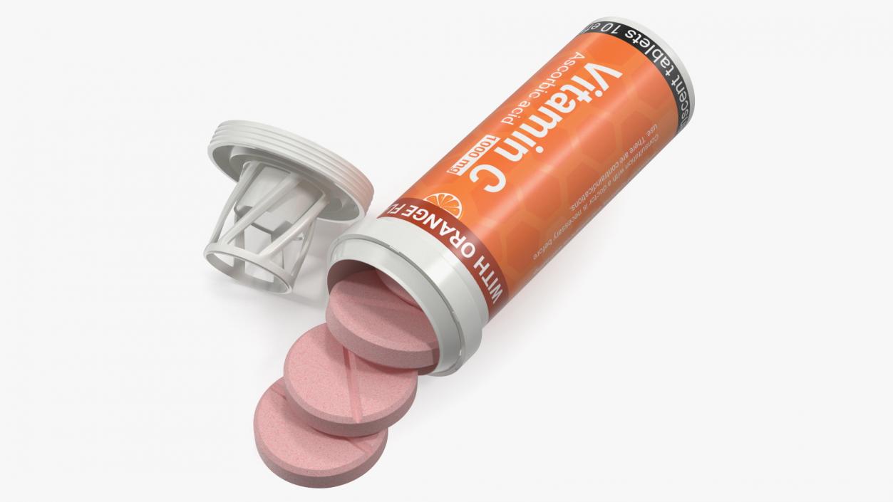 Vitamin C Tube Packaging 10 Tabs Open 3D