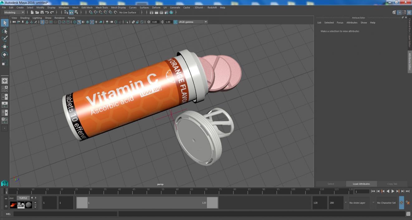 Vitamin C Tube Packaging 10 Tabs Open 3D