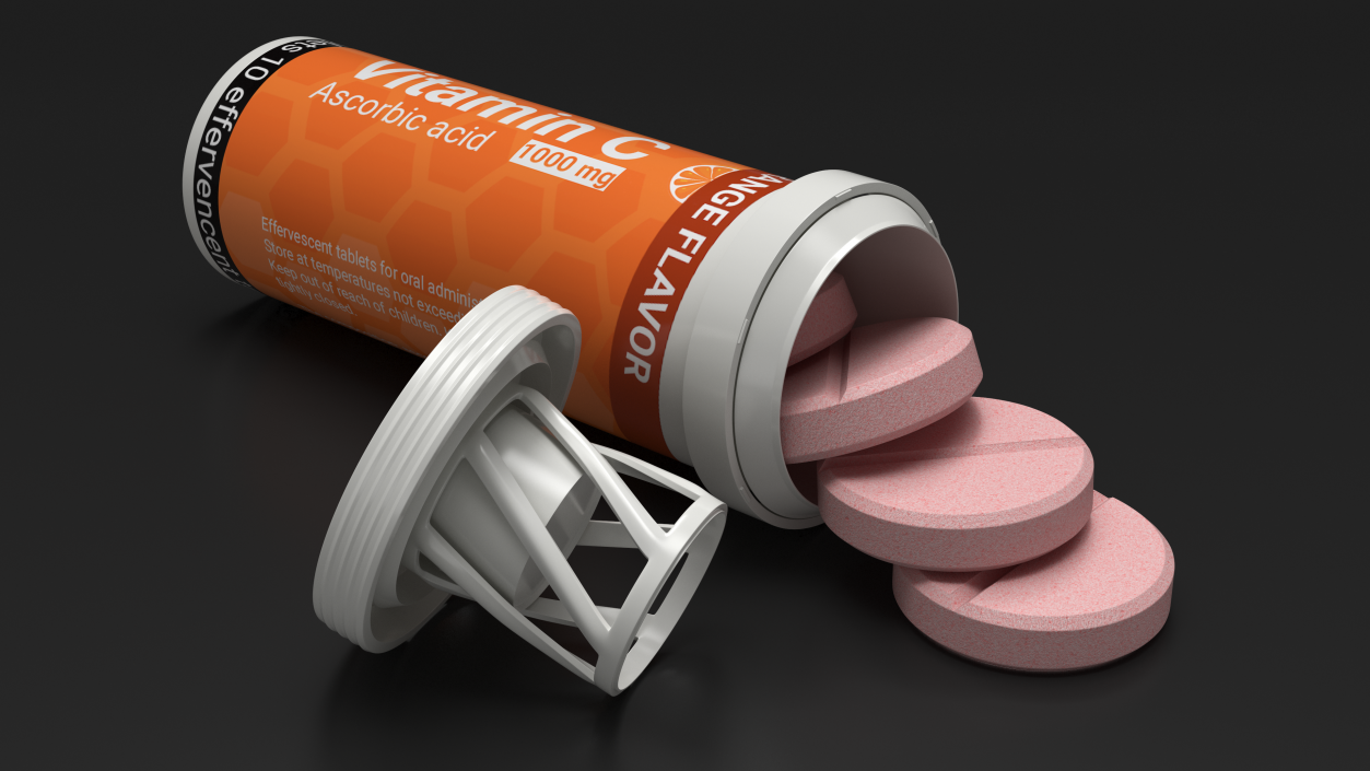 Vitamin C Tube Packaging 10 Tabs Open 3D