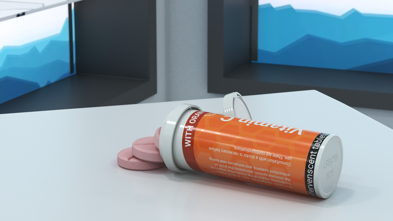 Vitamin C Tube Packaging 10 Tabs Open 3D