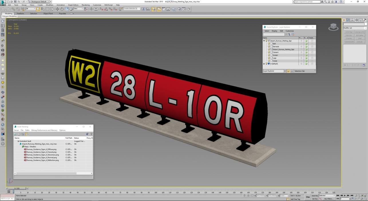 Airport Runway Marking Sign 3D