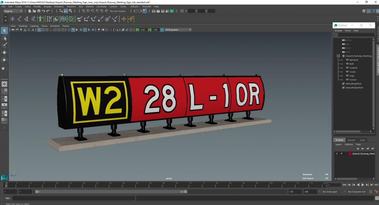 Airport Runway Marking Sign 3D