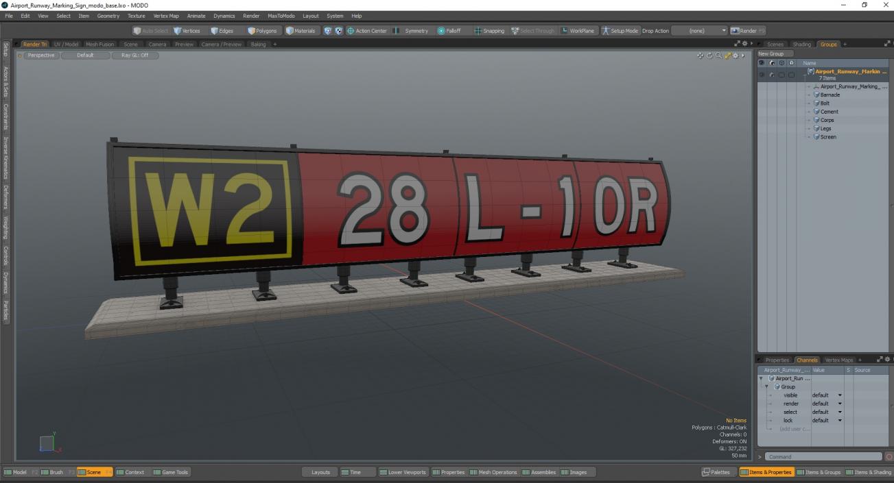 Airport Runway Marking Sign 3D