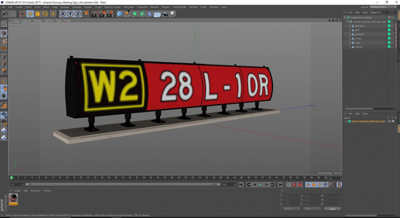 Airport Runway Marking Sign 3D