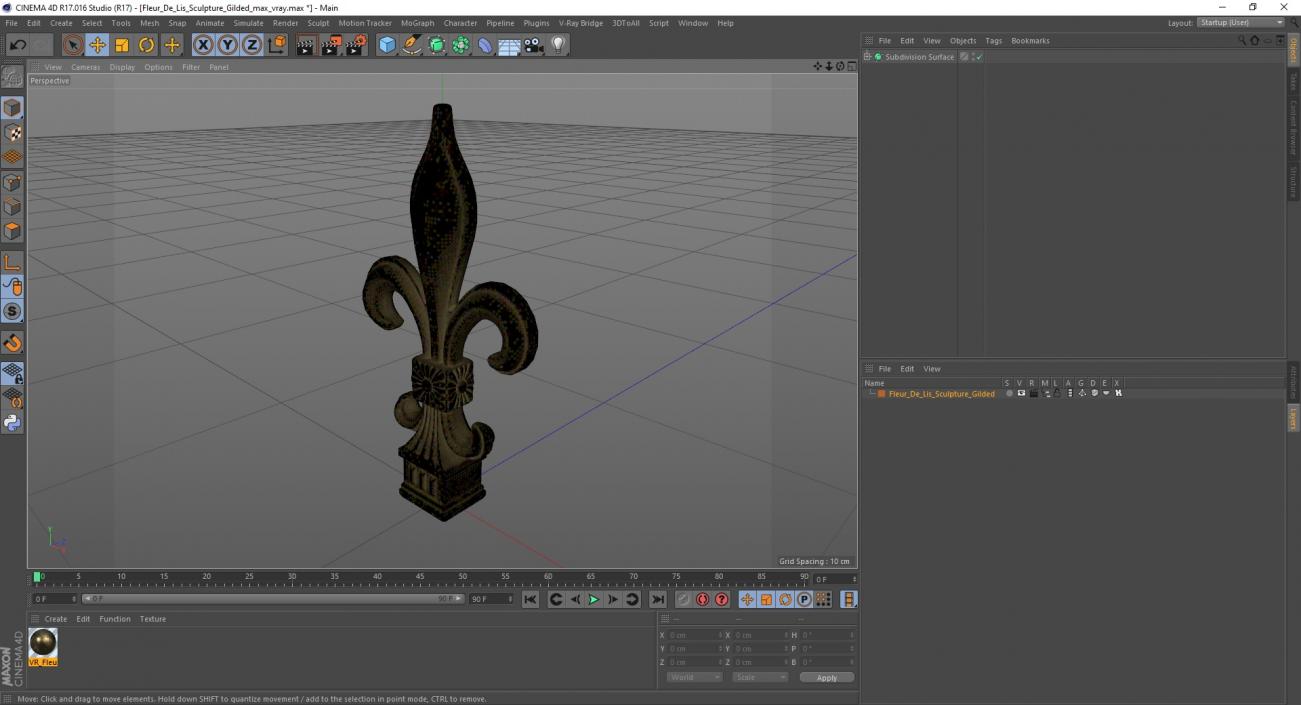 Fleur De Lis Sculpture Gilded 3D model