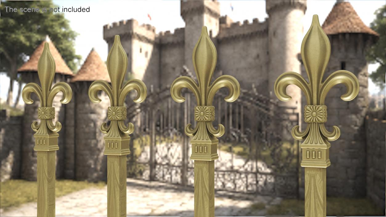 Fleur De Lis Sculpture Gilded 3D model