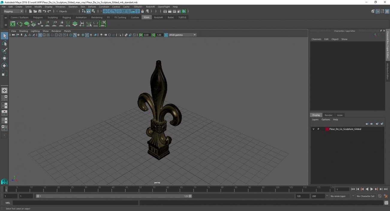 Fleur De Lis Sculpture Gilded 3D model