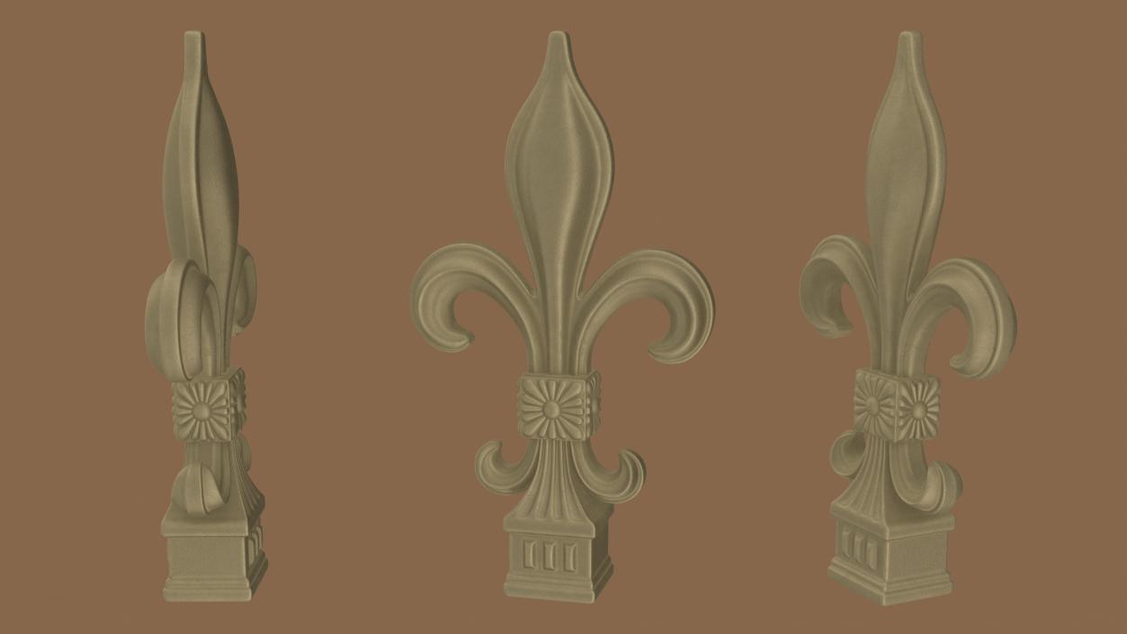 Fleur De Lis Sculpture Gilded 3D model