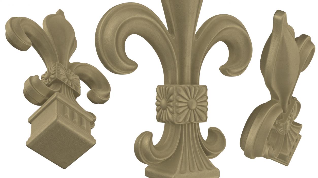 Fleur De Lis Sculpture Gilded 3D model