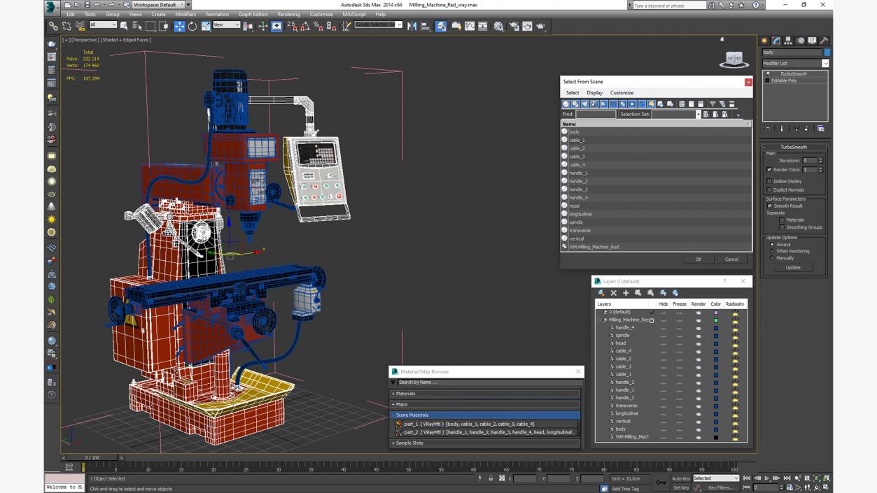 Milling Machine Red 3D model