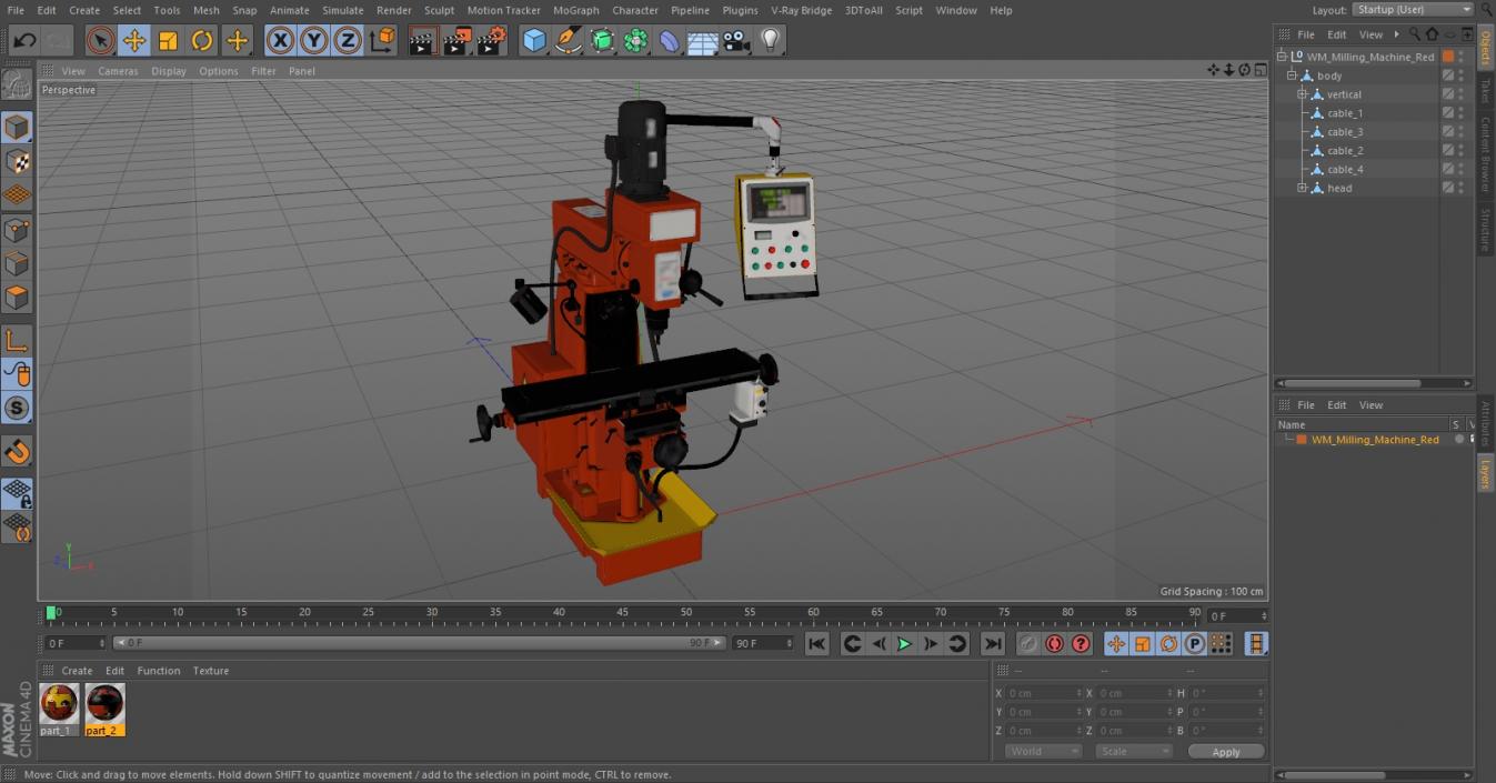 Milling Machine Red 3D model