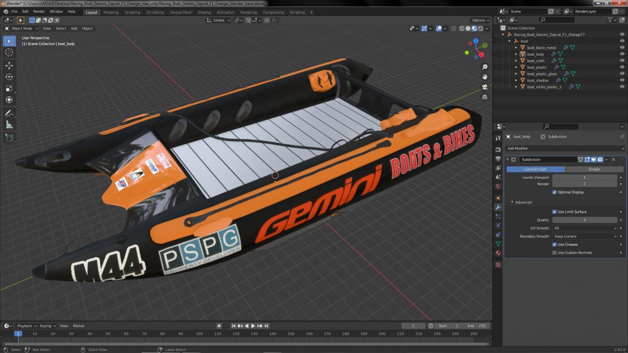 3D model Racing Boat Gemini Zapcat F1 Orange