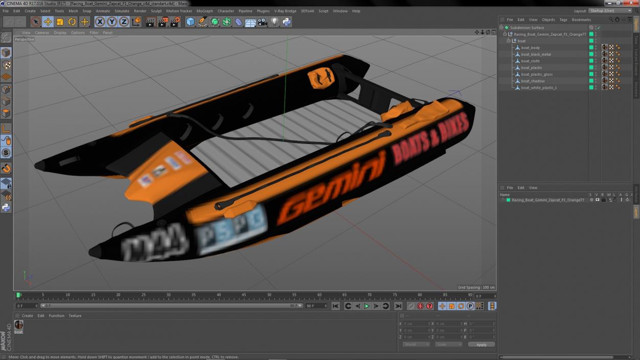 3D model Racing Boat Gemini Zapcat F1 Orange