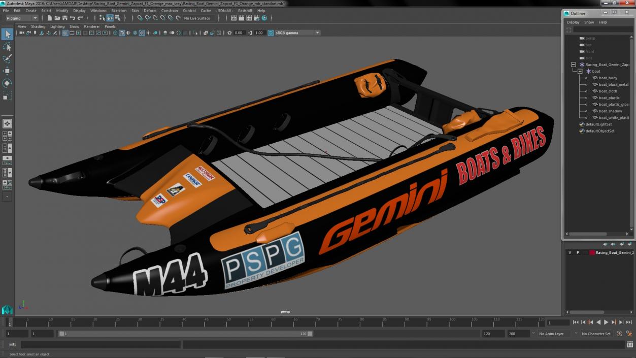 3D model Racing Boat Gemini Zapcat F1 Orange