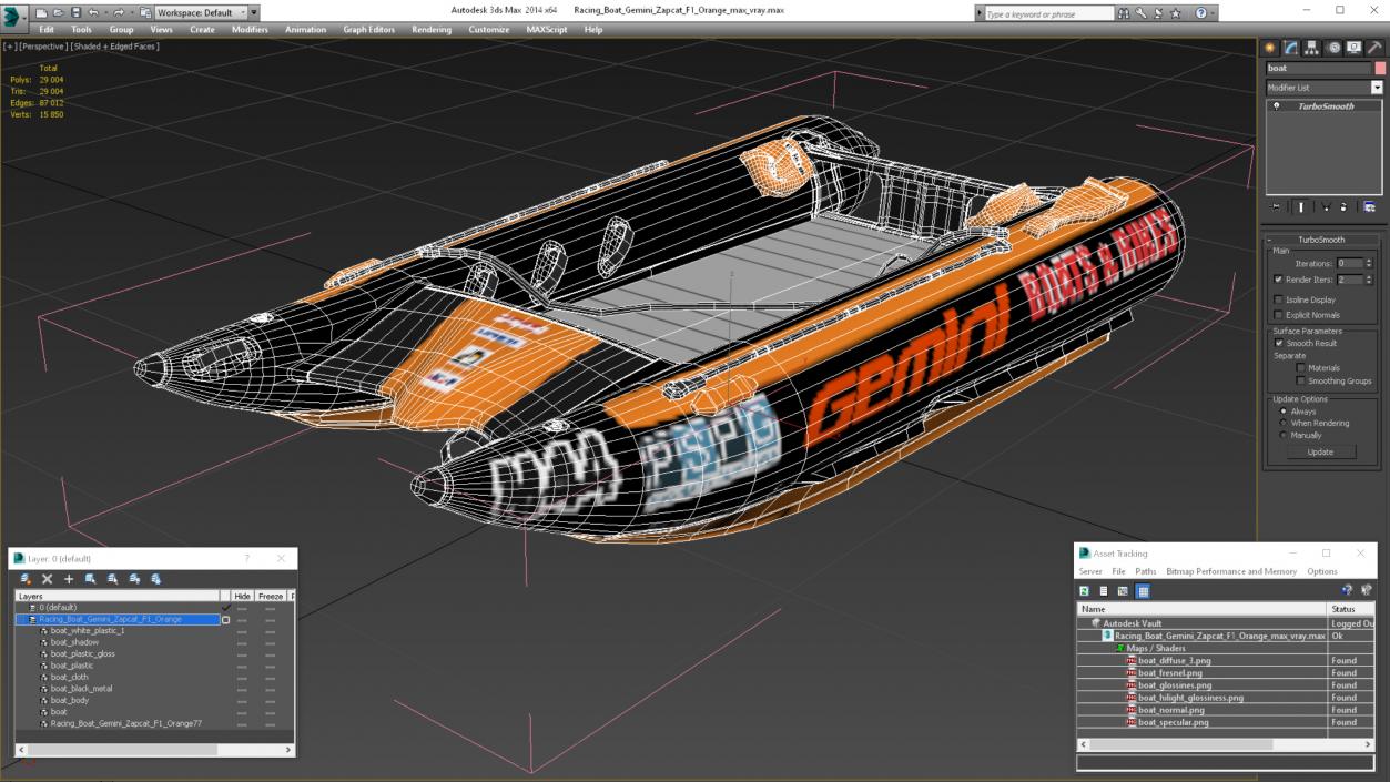 3D model Racing Boat Gemini Zapcat F1 Orange