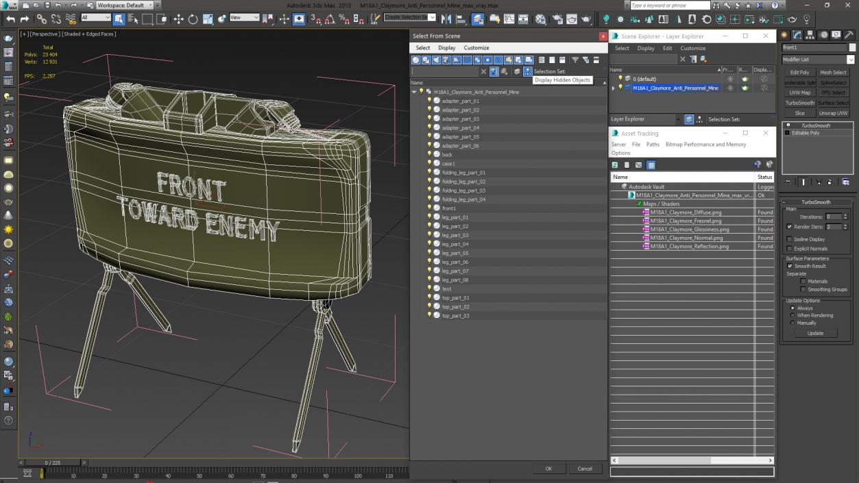 M18A1 Claymore Anti Personnel Mine 3D model